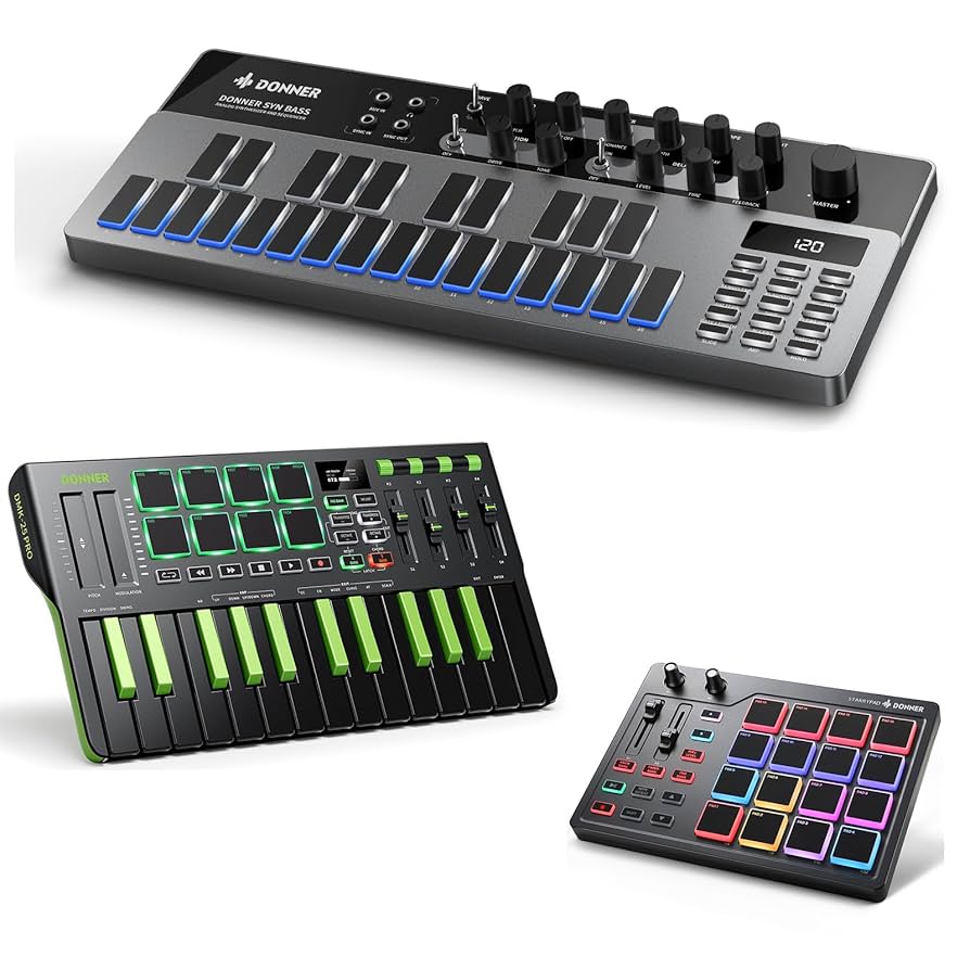 DONNER MIDI KEYBOARD DMK25 PRO MIDIキーボード Amazon.com: Donner DMK25 Pro MIDI Keyboard+Starry MIDI Pad+