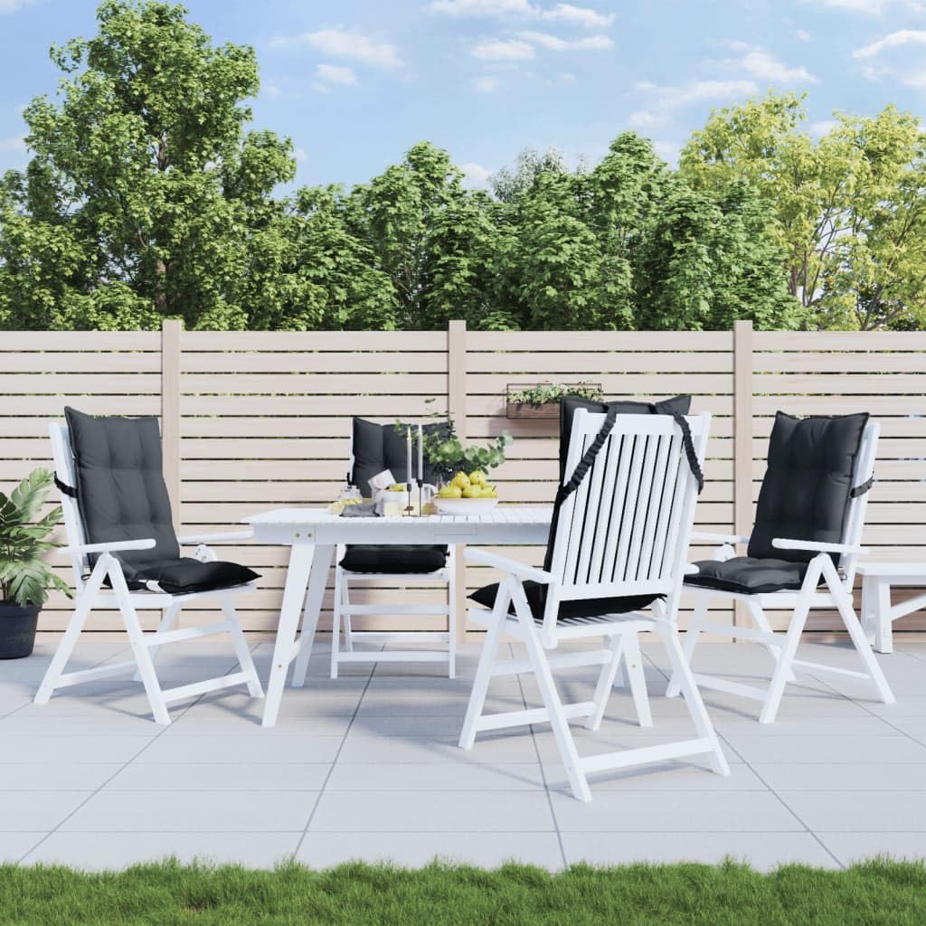 vidaXL Lot de 4 Coussins de Chaise à Dossier Haut, Galette de Siège Imperméable, Coussin d'Extérieur Anti-Glissement Jardin Terrasse, Anthracite