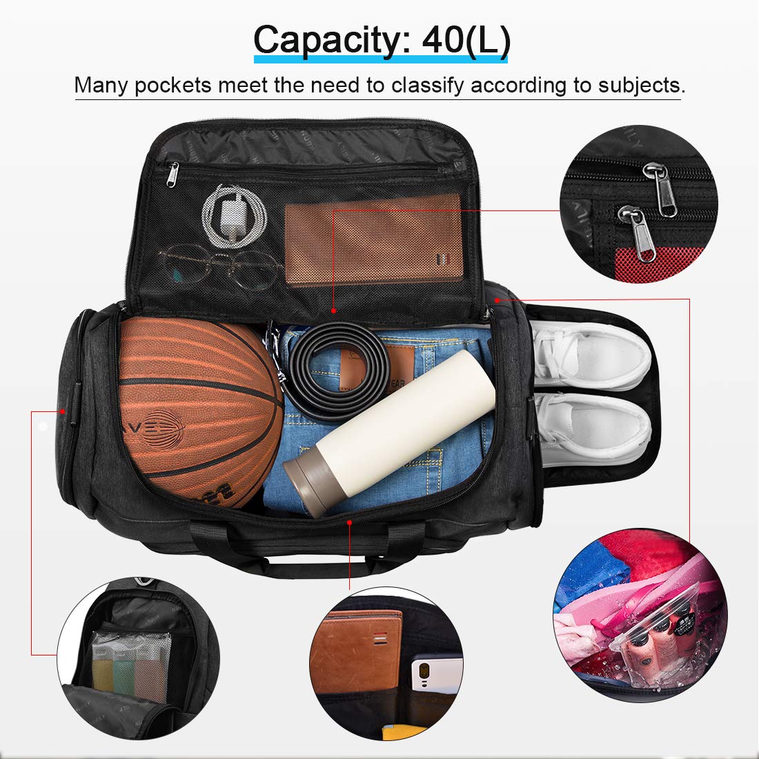 Best Gym Bag NUBILY Gym Bag Men 40L Large Travel Duffle Bag With
