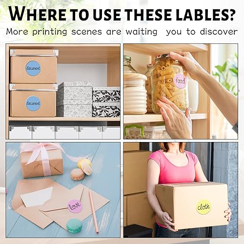 Miniatura 7 de 4500 unidades de 3 rollos de calcomanías térmicas directas redondas de 1.5 pulgadas, etiquetas adhesivas térmicas circulares imprimibles para