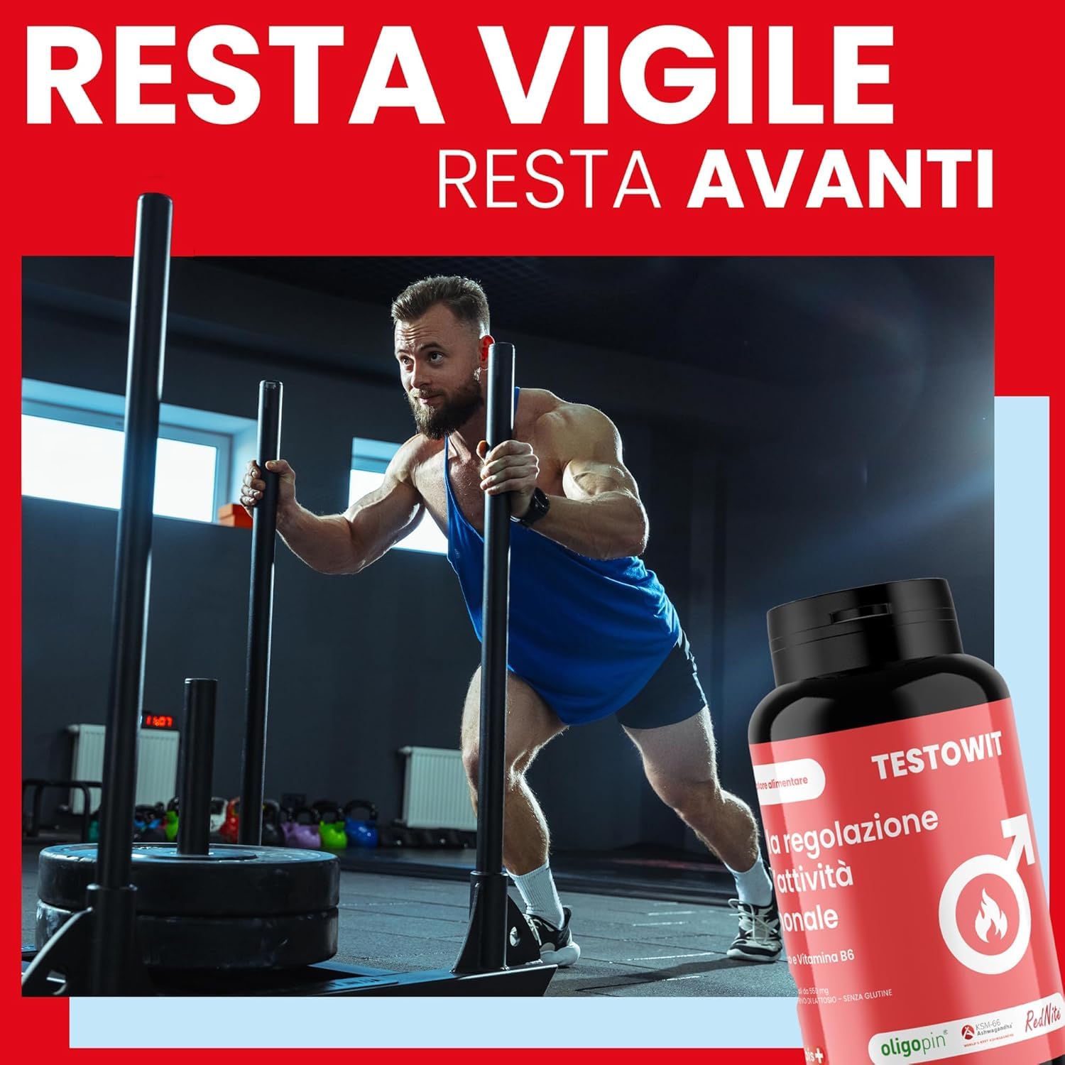 ORBIS TESTOWIT Integratore Naturale per Uomini | Supplemento per la Regolazione Ormonale con Muira Puama, Maca e Ashwagandha | aumenta la vitalità naturale | Forza & Energia Uomo | 120 Capsule