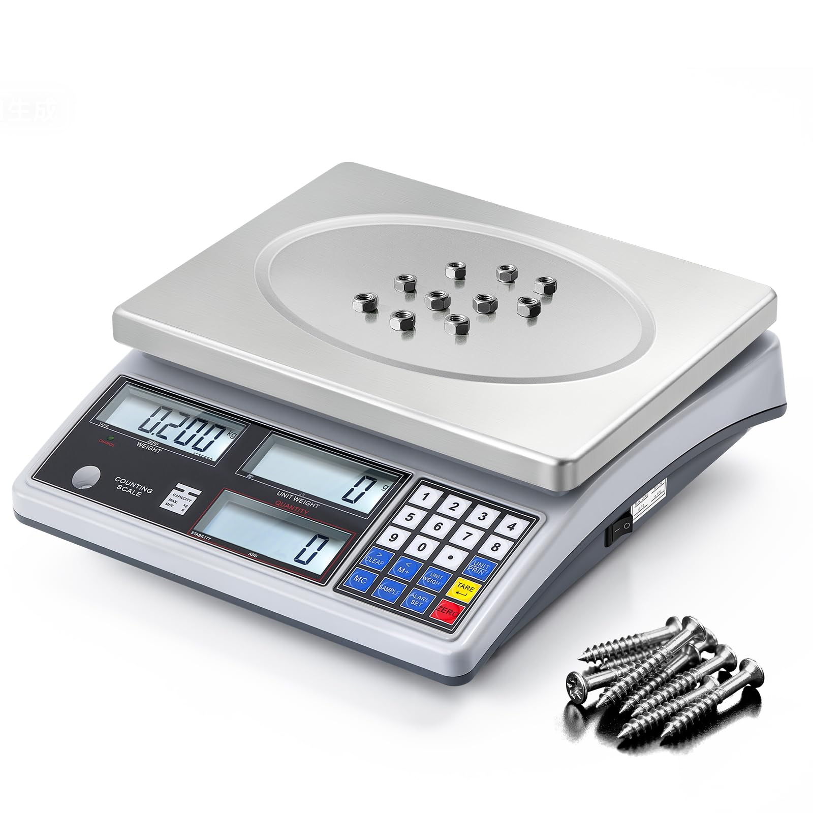 Bonvoisin Balance de Comptage Industrielle 30kg x 1g, Unités : g, lbs, kg, Export Données RS232, Alarmes Poids/Quantité, Plateau Acier Inoxydable 304, pour Pièces, Monnaie, Bijoux