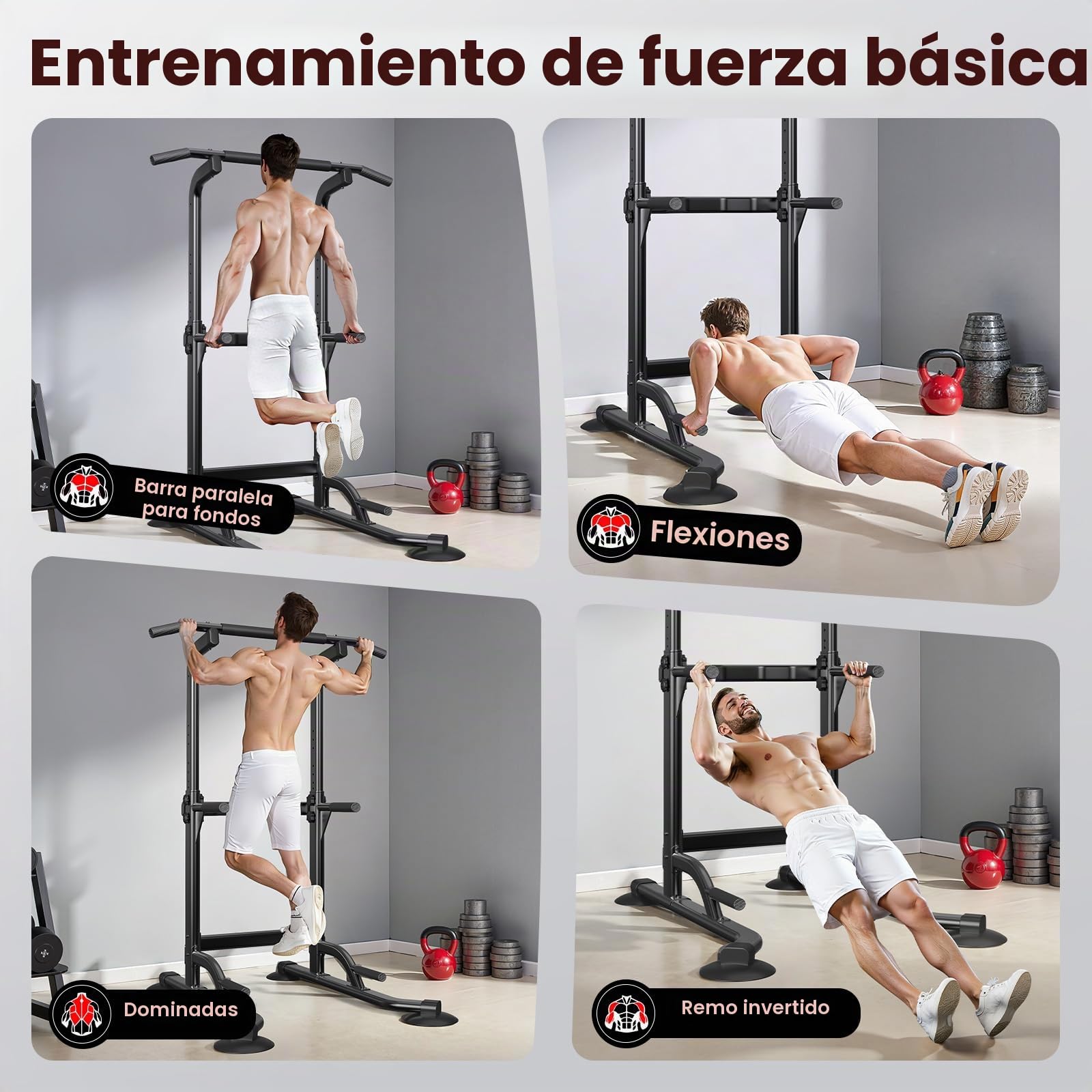 Dskeuzeew Power Tower - Barra de dominadas multifuncional y ajustable para gimnasio en casa máx. 200 kg