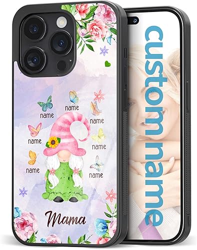 Fundas para teléfono con nombre, diseño de flores rosadas y mariposas, para el Día de la Madre para iPhone 6 7 8 11 12 13 14 15 16 Pro Max Plus Mini