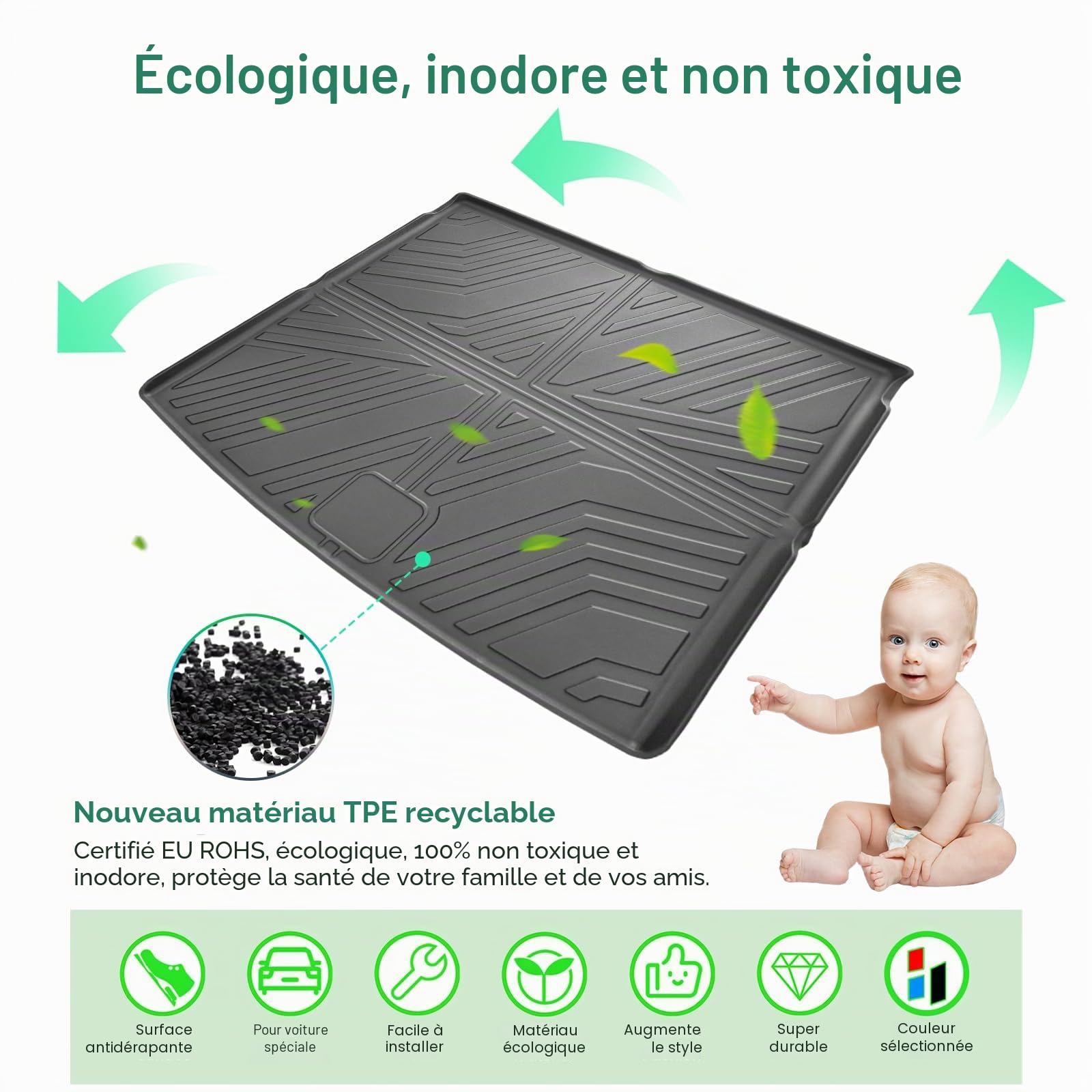 GAFAT Compatible avec Cupra Terramar 2025 2026 Hybrid/Plug-in Hybrid Tapis de Coffre, Facile à Plier, TPE Protecter Toutes Saisons, Bord Haut, Originale Scanner 3D, Terramar Accessoires (Supérieur)