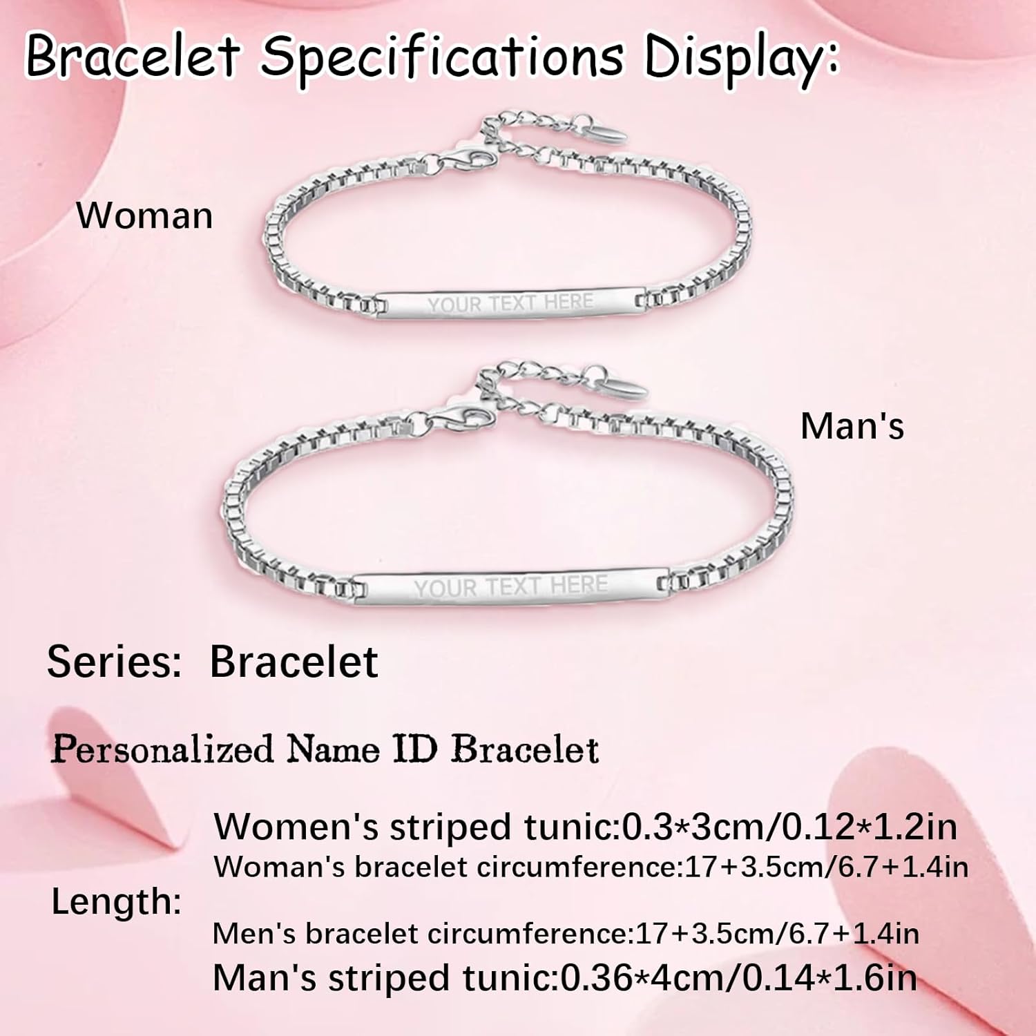 S925 Silver Plated Couple Bracelets – Engraved Custom Name Jewelry, Personalized Gift for Her, Hypoallergenic Gift for Anniversary, Valentine's Day
