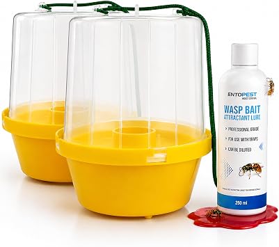 Entopest 2 x Wasp Nest Killer Trap and Bait Attractant Kit | Wasp Trap, Hornet Trap, Bee Catcher, Wasp Traps Outdoor/Indoor, Hornet Nest Killer, Wasp Catchers For The Garden