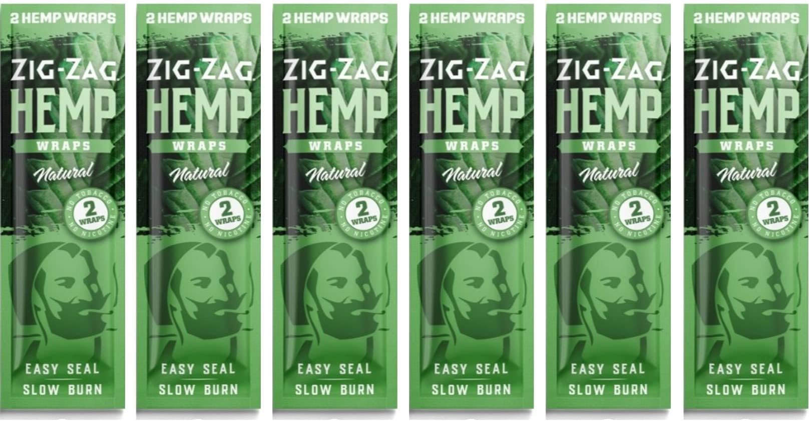ZIG-ZAG Hemp Wraps 6-Pack - Natural (2 Wraps per Pack) 100% Natural Hemp, Slow-Burning Rolling Paper