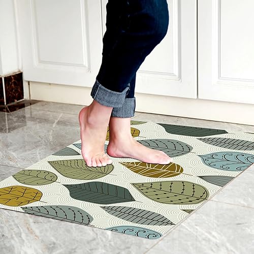 1/10 Inch Ultra Thin 24"×35" Large Front Door Mat Indoor Entrance Inside Non Slip, Waterproof Rubber Kitchen Mat and Interior Home Washable Door