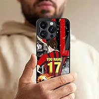 Vista 6 de Fundas personalizadas con nombre y número de fútbol para iPhone 11, 12, 13, 14, 15, 16, 17, 16 Pro Max Plus Mini, Samsung Galaxy Note10 Note20 S8 9