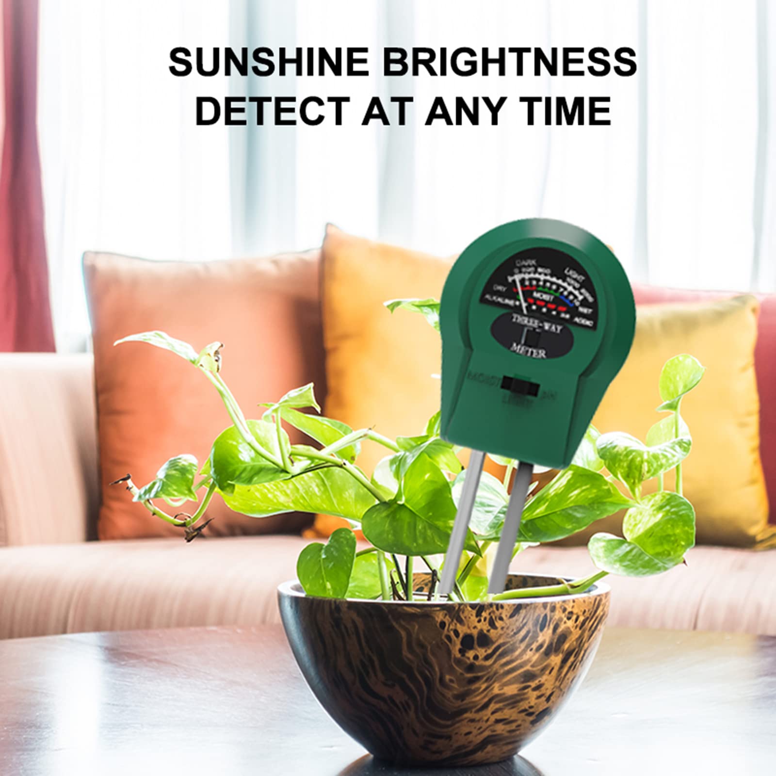 Misuratore PH Terreno 3 In 1 - Tester Umidit&agrave;, PH E Luce Per Piante Con 3 Spatole