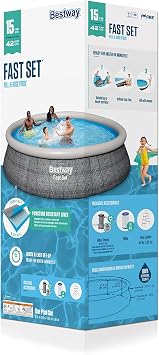 Bestway Fast Set 15' x 42 حمام سباحة حلقي علوي قابل للنفخ | حمام سباحة فوق الأرض