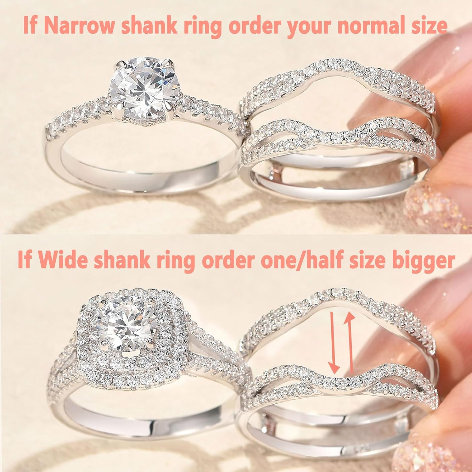 SHELOVES Womens 925 Sterling Silver Engagement Ring Enhancer Round White AAAAA CZ Infinity Wrap Guard Rings Sz 4-13 - Image 3