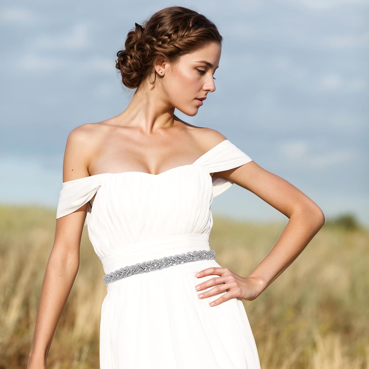 Bridal Rhinestone Wedding Waist Belt for Women Sparkly Belt Wedding Satin Sash for Special Occasion