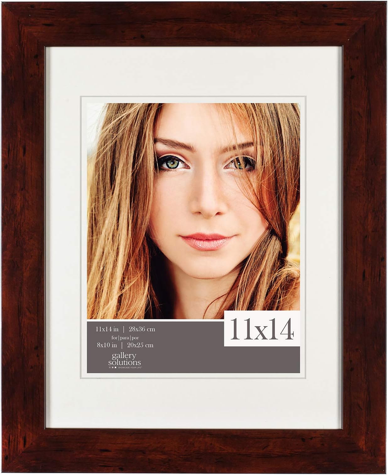 Gallery Solutions 11FW1411E Wall Mount Double Airfloat Mat Picture Frame, 11" x 14", Walnut