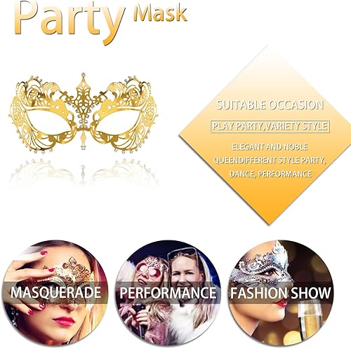 Miniatura 7 de IncreDecor Máscara de mascarada para parejas, para mujeres y hombres, máscara de Mardi Gras, máscara de metal para disfraz de Halloween, máscaras