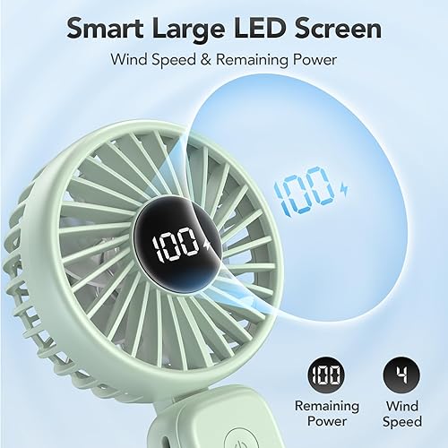 Miniatura 3 de PANERGY Ventilador de mano portátil, recargable de 5000 mAh, tiempo máximo de enfriamiento de 14 horas, pantalla LED y viento de 4 engranajes,