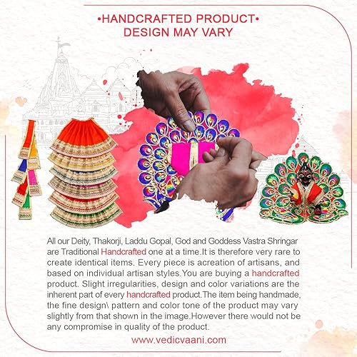 Miniatura 5 de Vedic Vaani Hermoso diseño tradicional hecho a mano con tachuelas de piedra Laddu Bal Gopal Thakurji Krishna flor y perla multicolor