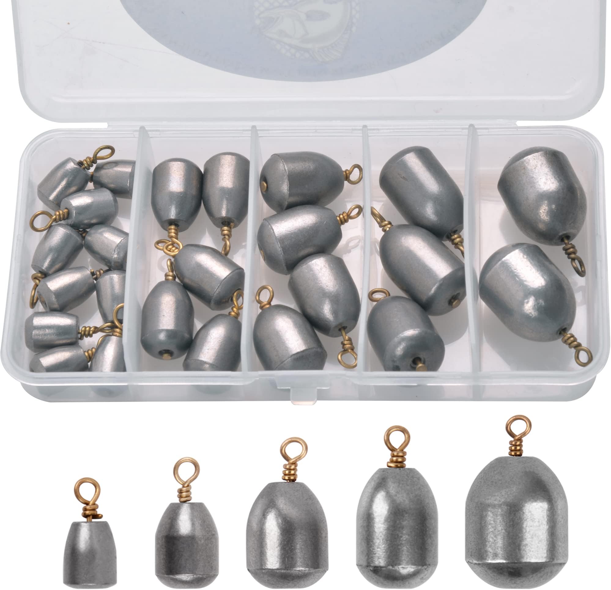 Iron Fishing Weight Set Lure Weights Outdoor Sea Fishing Tackle Sinkers Weight Set 5 Sizes with Storage Box for Anglers Saltwater Freshwater