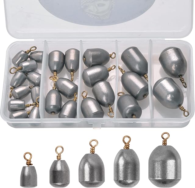 OROOTL Fishing Weights Tackle Kit Iron Sinker Weight Fishing Accessories Tackle Box 5 Sizes Fishing Terminal Tackle For Saltwater Freshwater