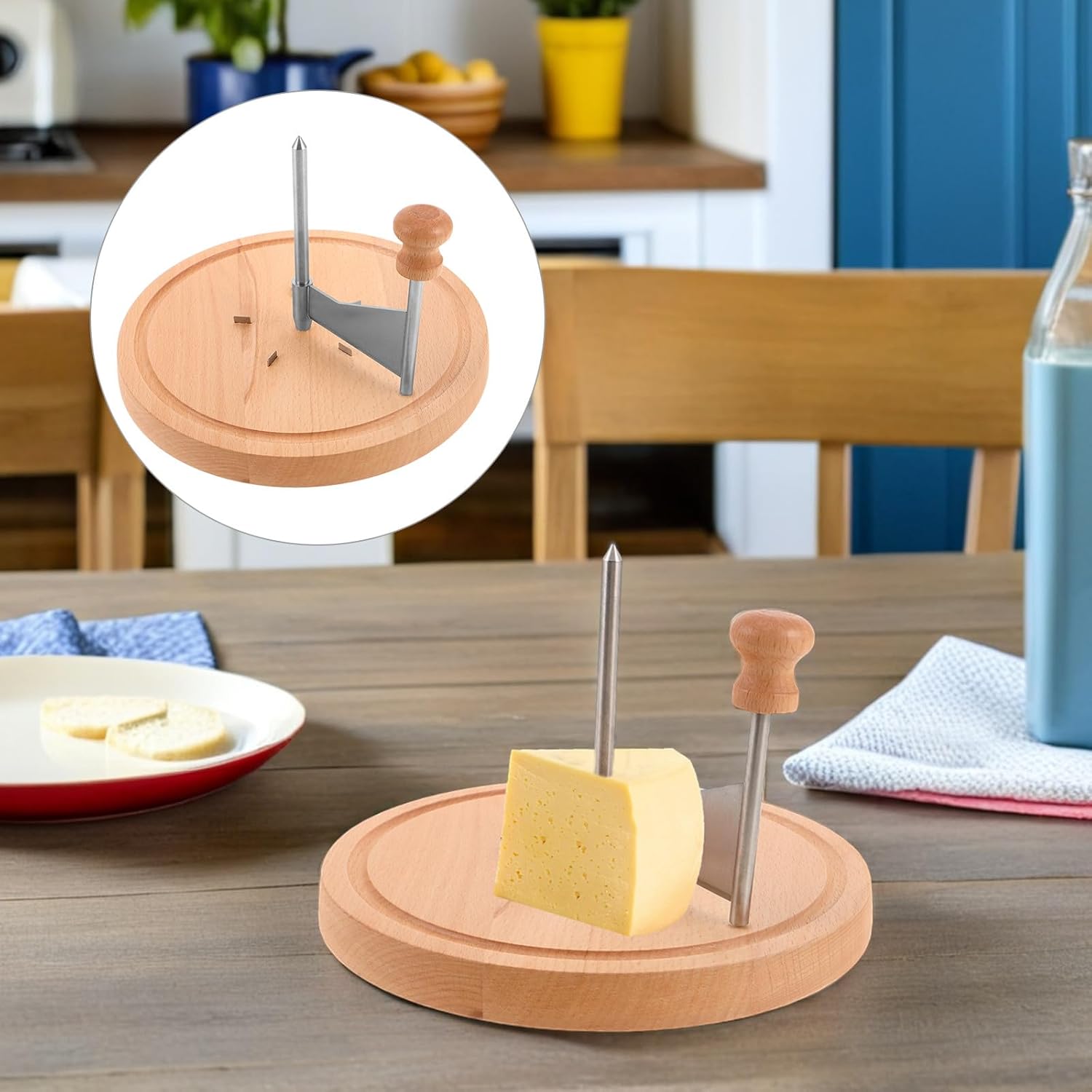 VOSAREA 1set Cheese Curler Wheel: Stainless Steel Cheese Cutter Shaver - Manual Handheld Grater Slicer for Home Restaurants Cafes Dessert 8. 65x8. 65x5. 31in