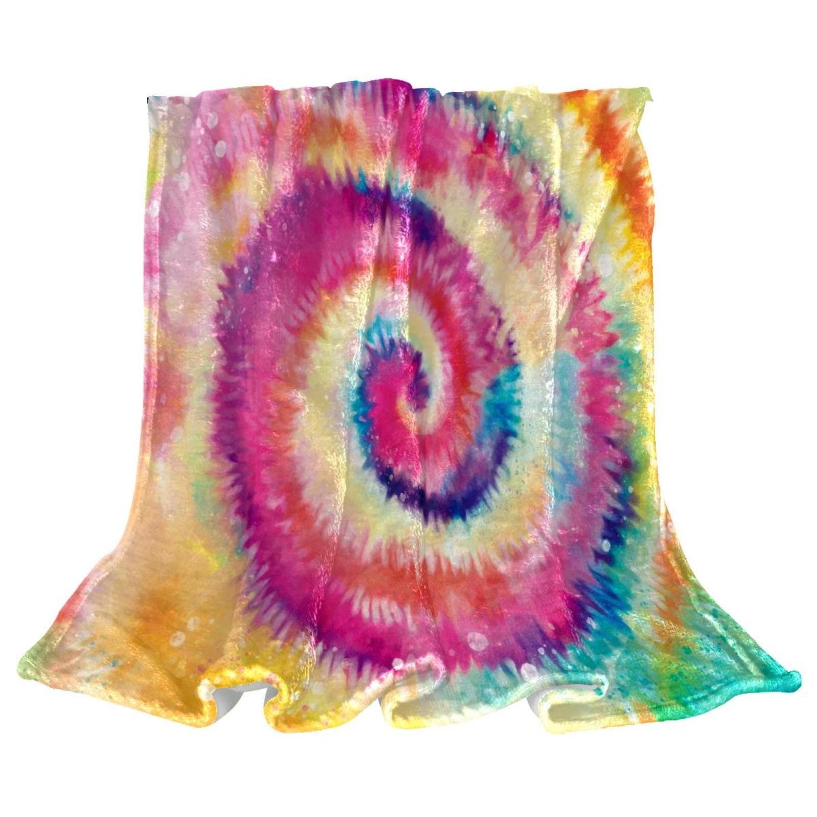 Couverture en polaire pour canape tie-dye motif abstrait 130x160cm
