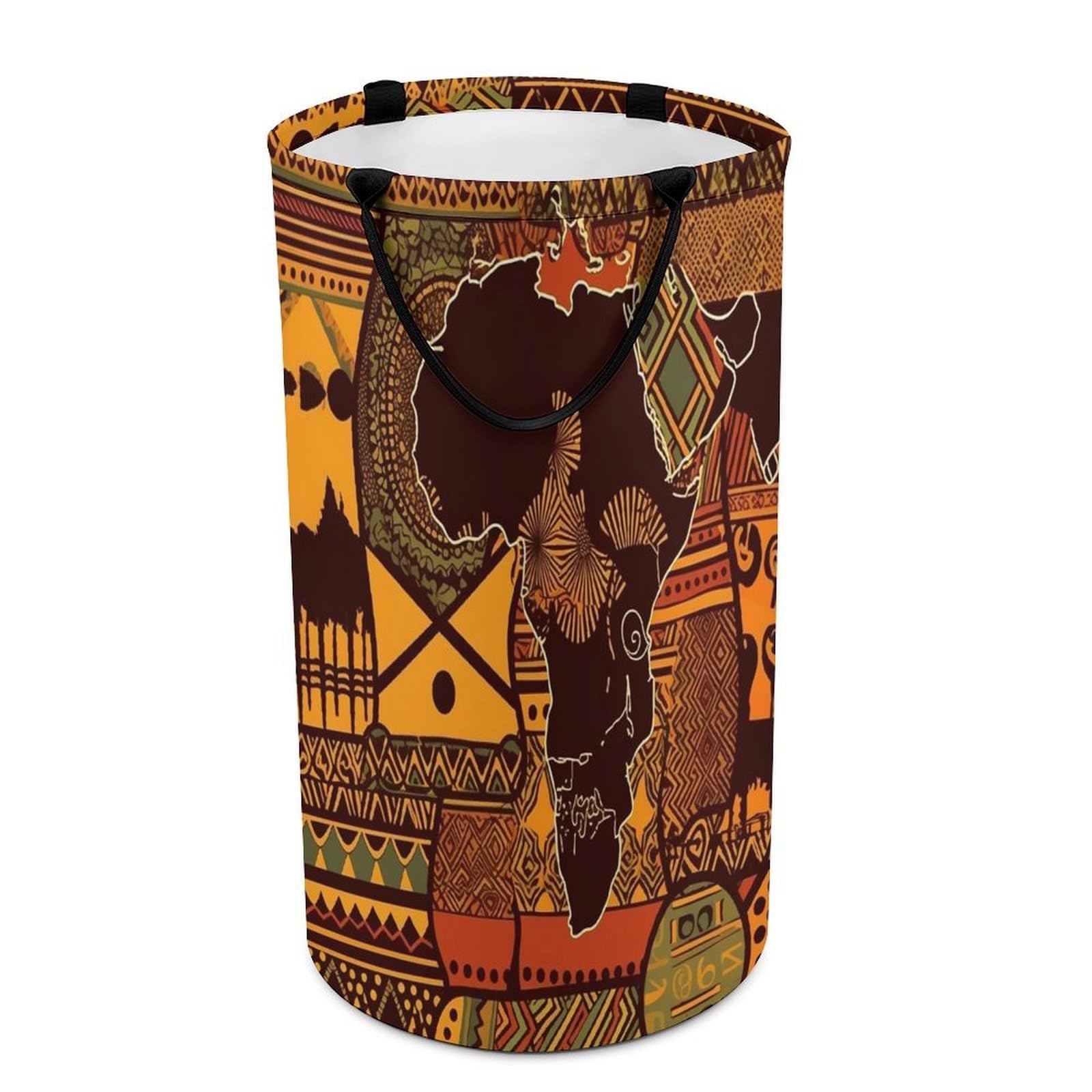 African Map Ethnic Pattern Dirty Clothes Basket Large Capacity Laundry Basket Freestanding Laundrys Hampers Tall Collapsible Clothes Hamper for Blankets Toys