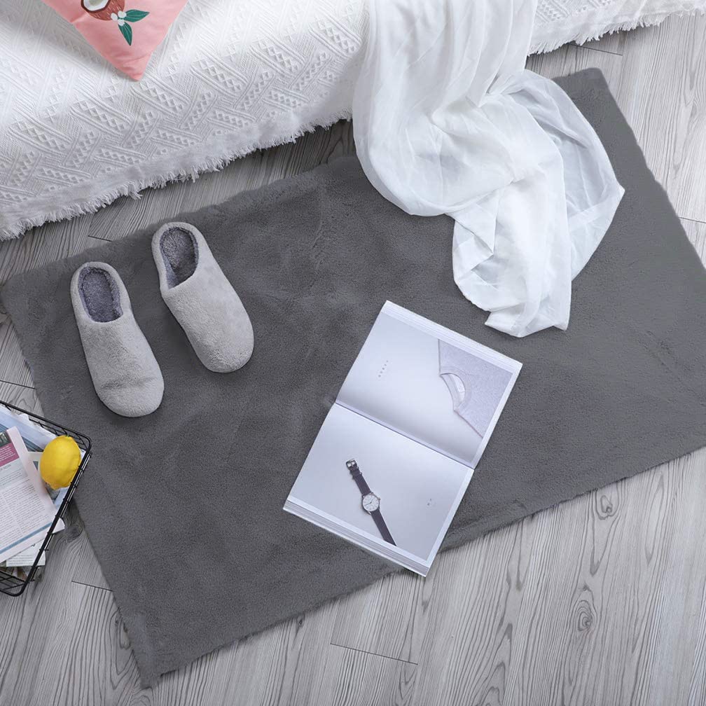 Luxe Home Rabbit Fur Runner - Soft Grey 2x5 Feet -30 Luxe Home Rabbit Fur Runner - Soft Grey 2x5 Feet -30