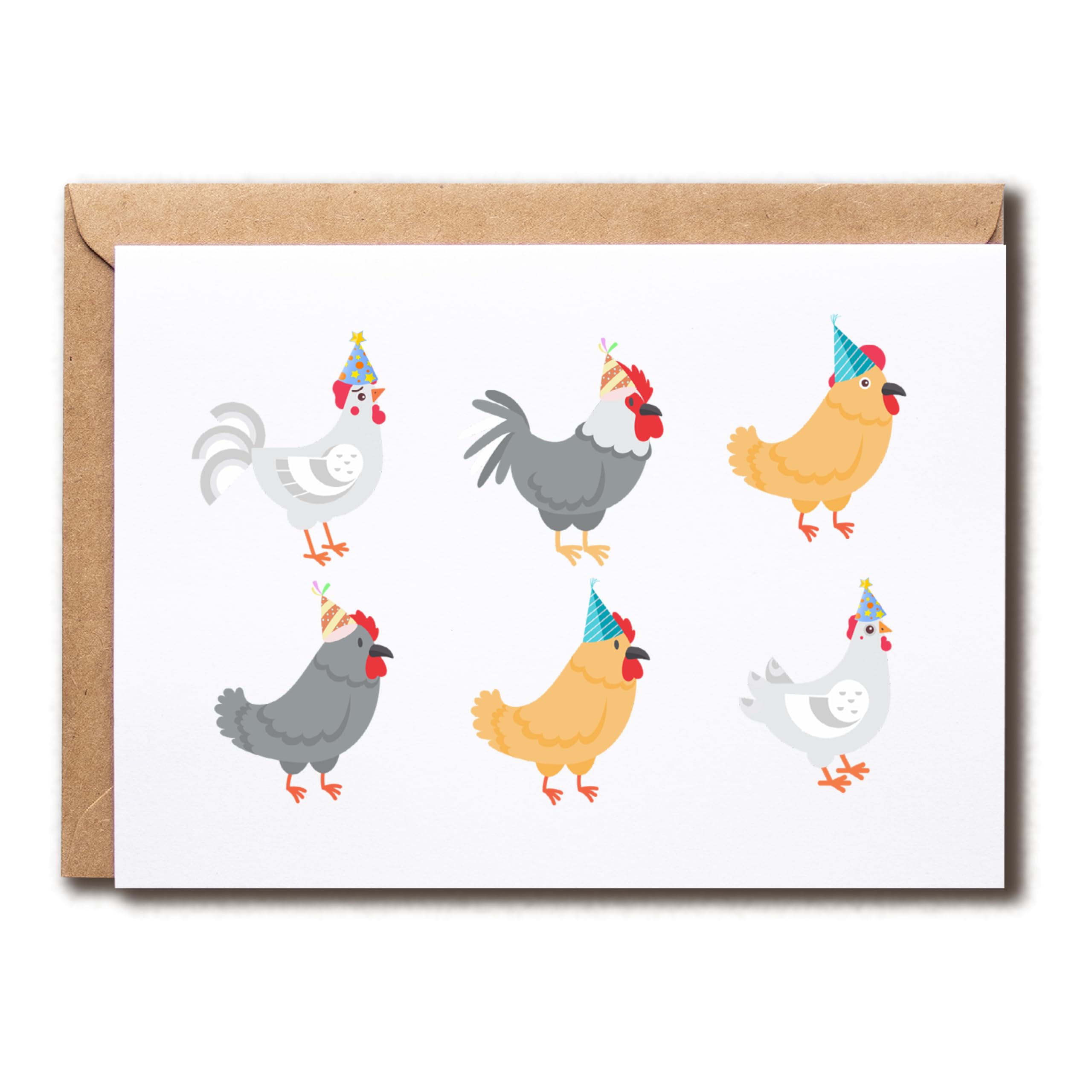 NDHGifts Party Chickens Card - Happy Birthday Card - Card With Lovely Chickens - Cute Birthday Card - Cute Card - Card For Friends - Chickens Birthday