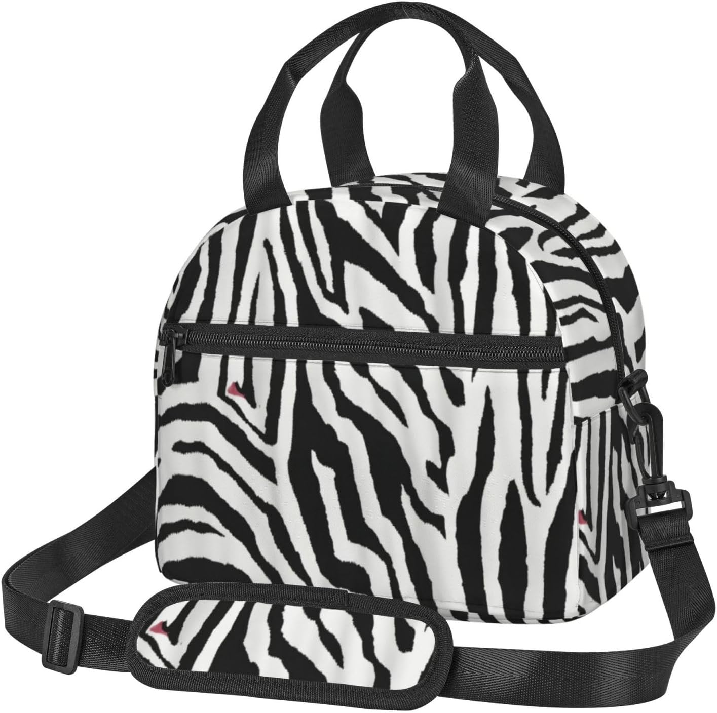 Zebra Print Print Reusable Lunch Bag Insulated Lunch Boxes for Office Work Picnic Tote Bag Adjustable
