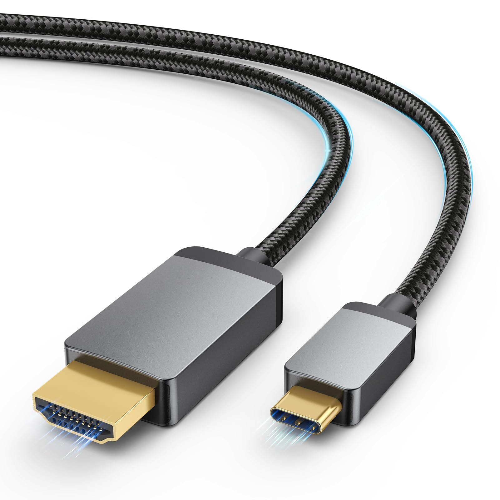Cavo da USB C a HDMI, 1,8 m, confezione da 10 pezzi, 4K a 30 Hz da tipo C a HDMI sottile | Thunderbolt 3/4/5 compatibile per monitor, TV, proiettore, Galaxy S23/S24/S25/S26, iPhone 15/16/17, MacBook, iPad, Dell XPS