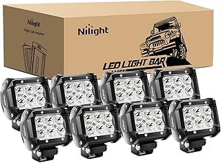 Nilight - Ni 06A-18W Led Light Bar 8Pcs 18W 1260Lm Spot Led Pods Driving Fog Light Off Road Lights Bar Jeep Lamp,2 Years Warranty