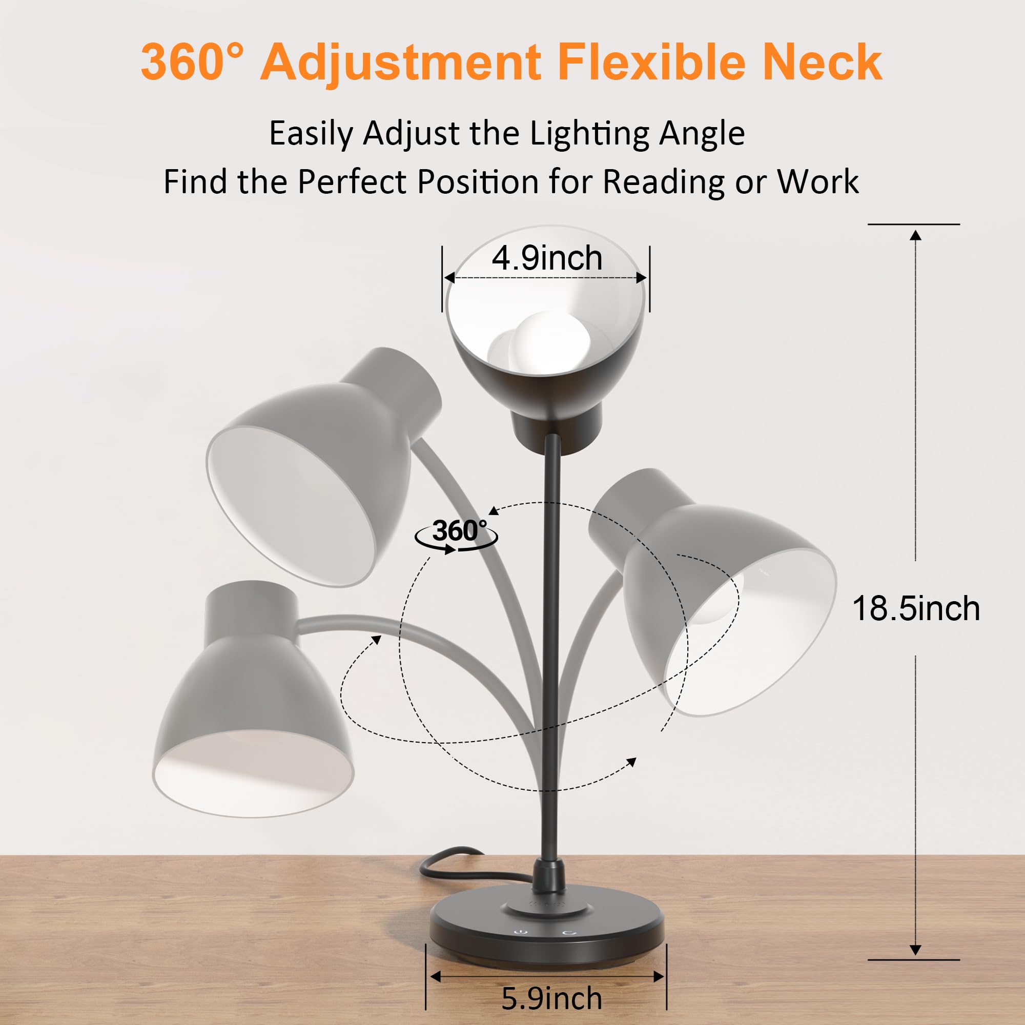 Lampade da scrivania per casa e ufficio, lampada da scrivania a LED con caricabatterie wireless, 3 modalità di colore, dimmerabile, luce da tavolo per studio, lettura e lettura, piccolo