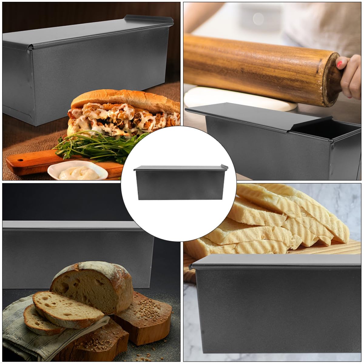 Antihaft Toastbackform mit Deckel, Eisen, Leicht und Tragbar | Zuhause, Einfach zu Reinigen und Lösen, Schwarz, Einfache Struktur