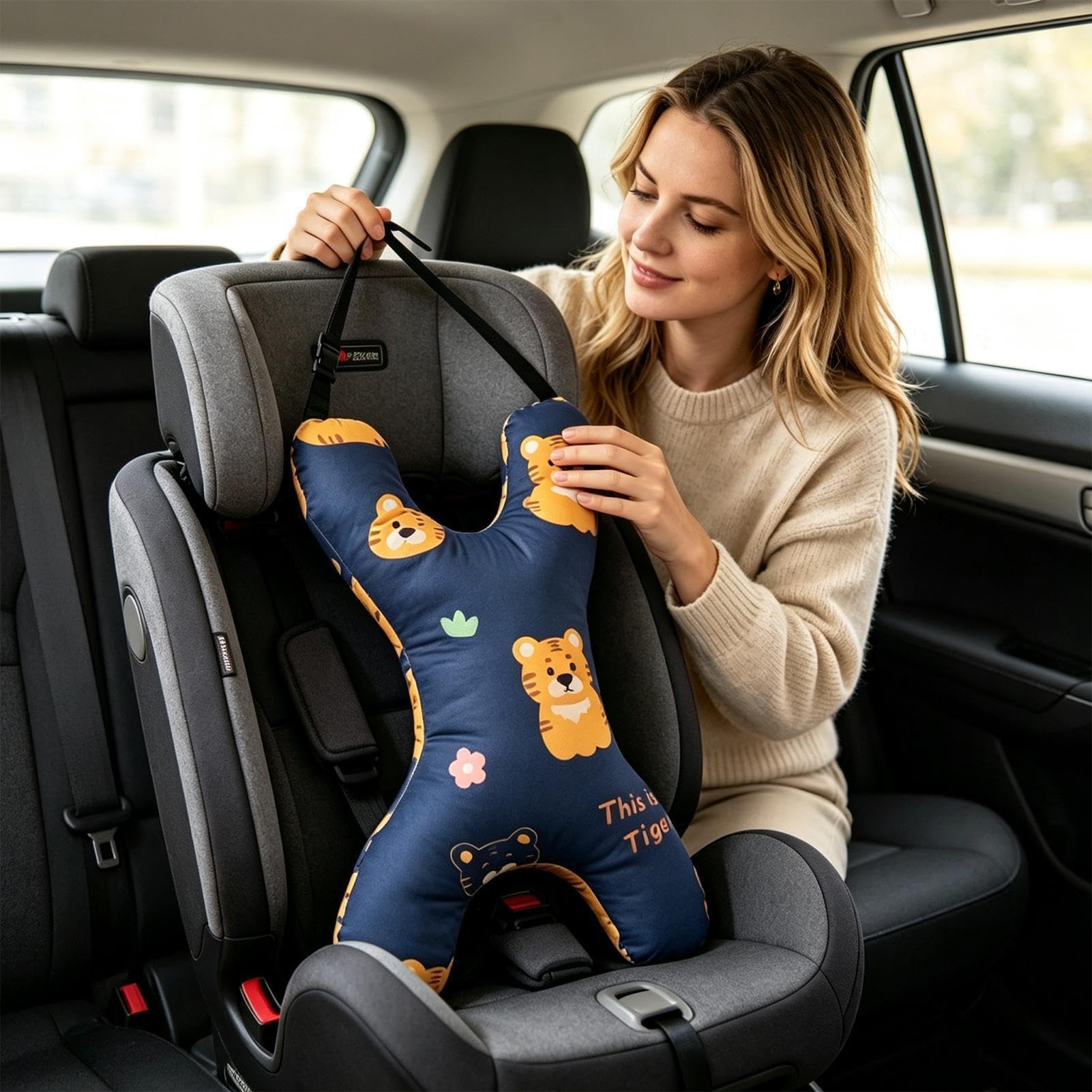 Almohada de coche para niños en forma de H, cojín de apoyo para el cuello