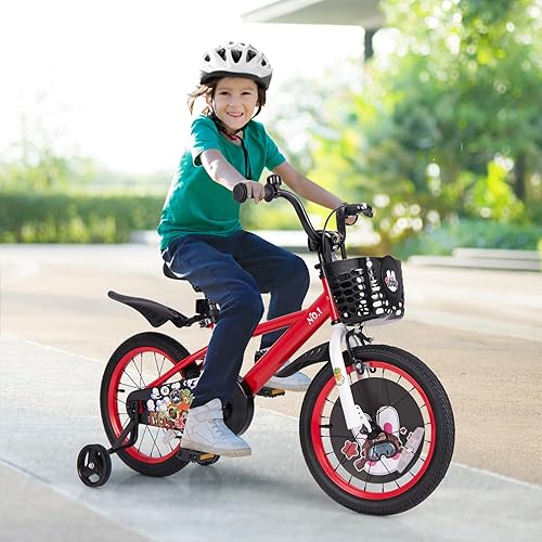Miniatura 8 de BABY JOY Rabbit Pilot - Bicicleta deportiva para niños, 12, 14, 16, 18 pulgadas, bicicleta infantil para 3-8 años con altura ajustable, ruedas de