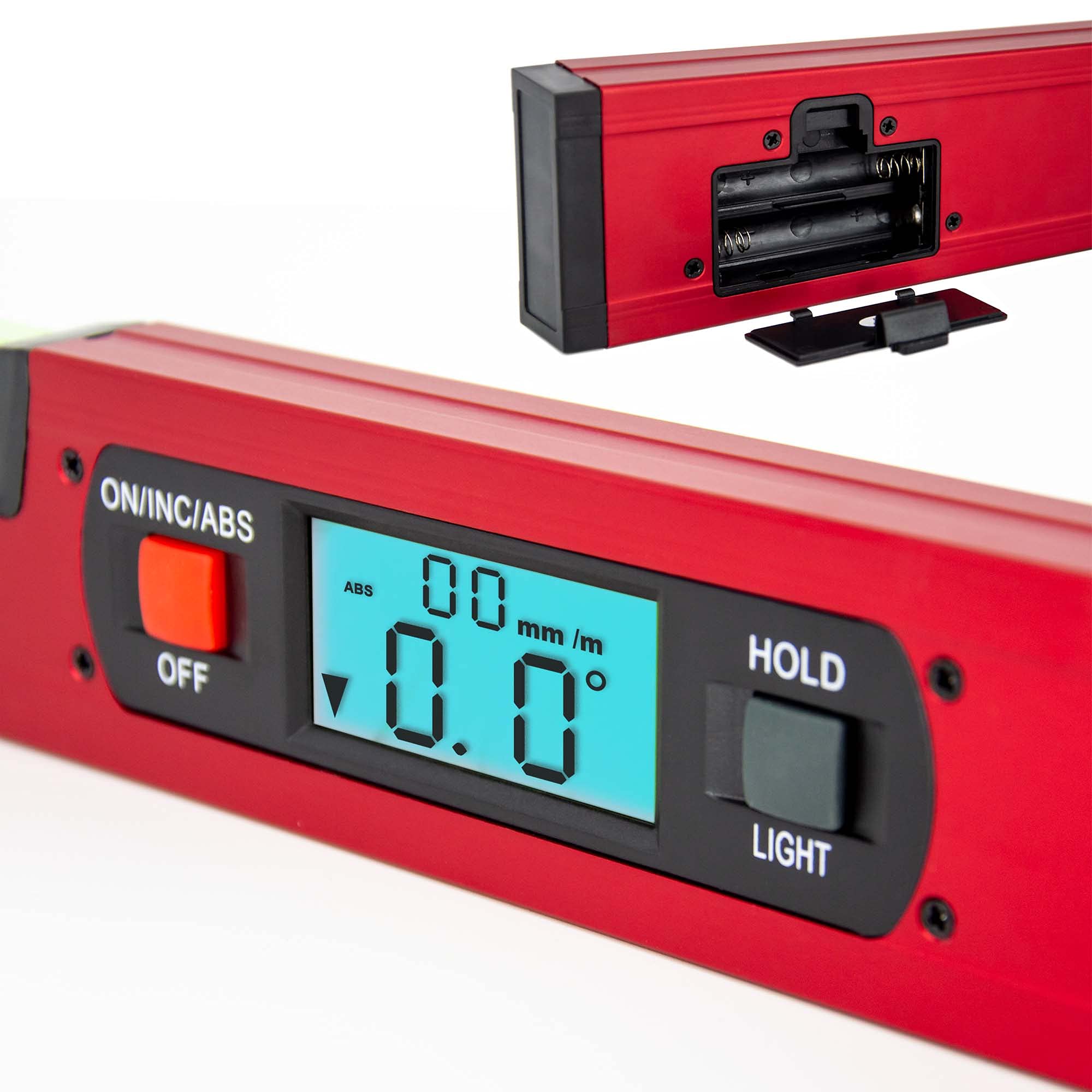 SCHMIDT security Tools Elektronik Wasserwaage Winkelmesser - Neigungsmesser - digital LCD-Anzeige - Kombimessgerät - Gradmesser- Vertikal- und Horizontal-Libelle - Winkelwaage - Magnetwaage