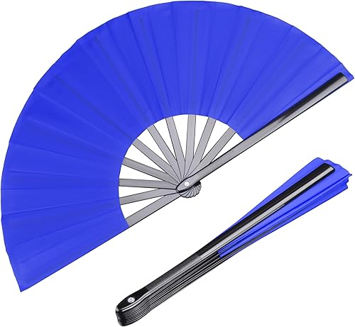 Miniatura 16 de Paquete de 2 ventiladores de mano plegables grandes, ventilador chino rojo de Kung Fu Tai Chi Chi, ventilador de tela de nailon para hombres y