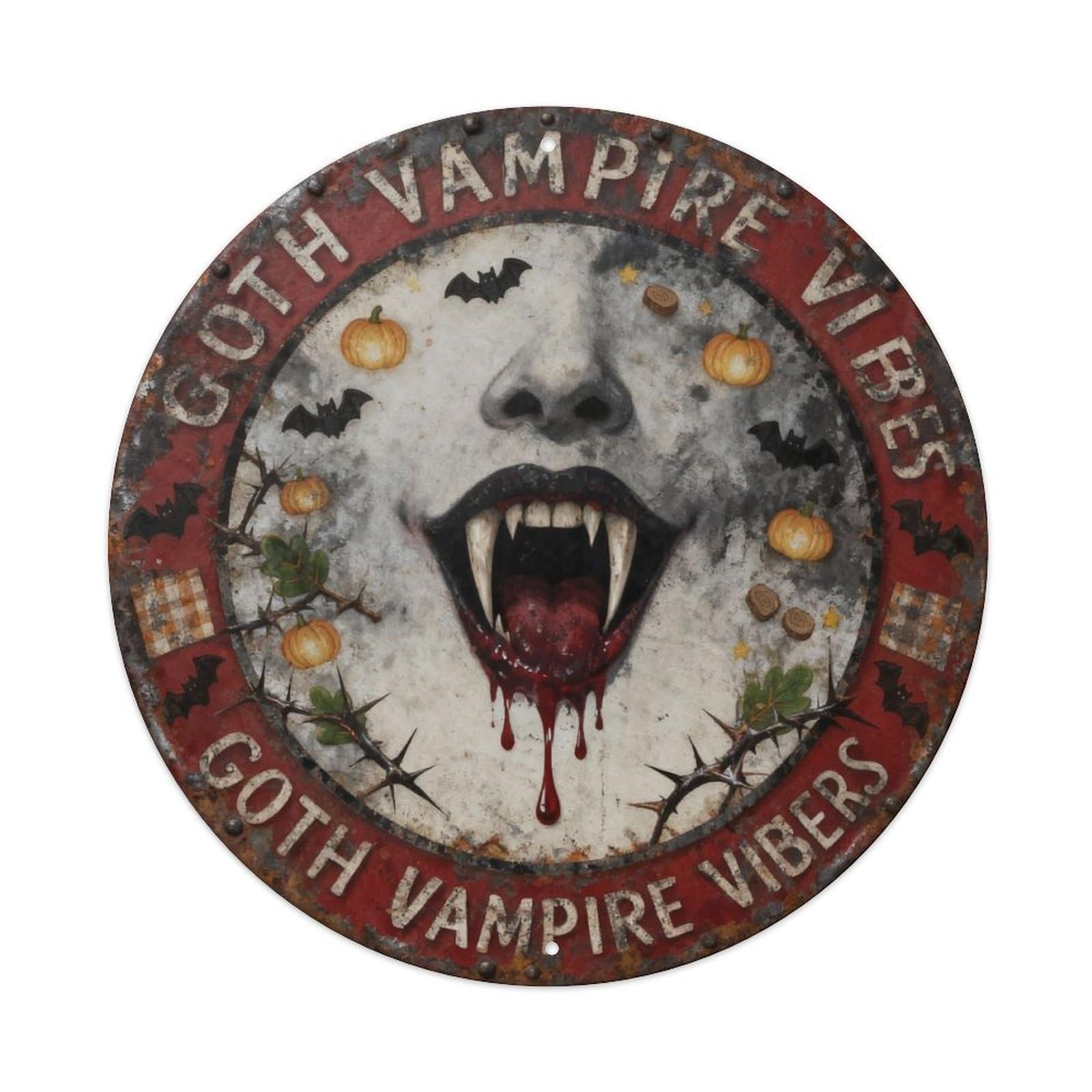 Goth Vampire Vibes Metal Tin Sign Plaque