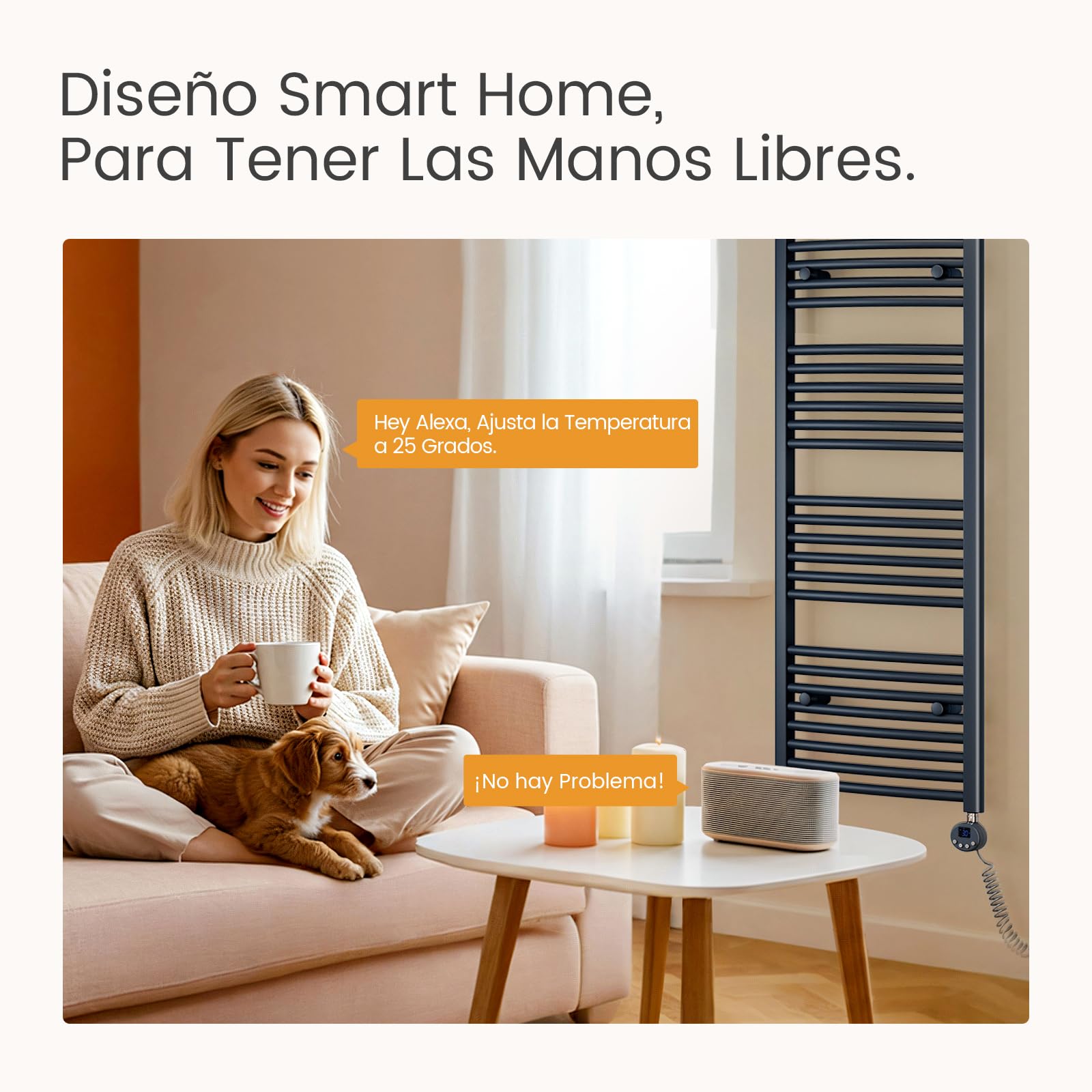 EMKE Toallero Eléctrico Baño con WiFi Termostato, 75 x 40 cm, Antracita | Radiador Curvado con WiFi Termostato,Toallero Electrico Baño, ,secador de Toallas electrico para baño, 300 Watts