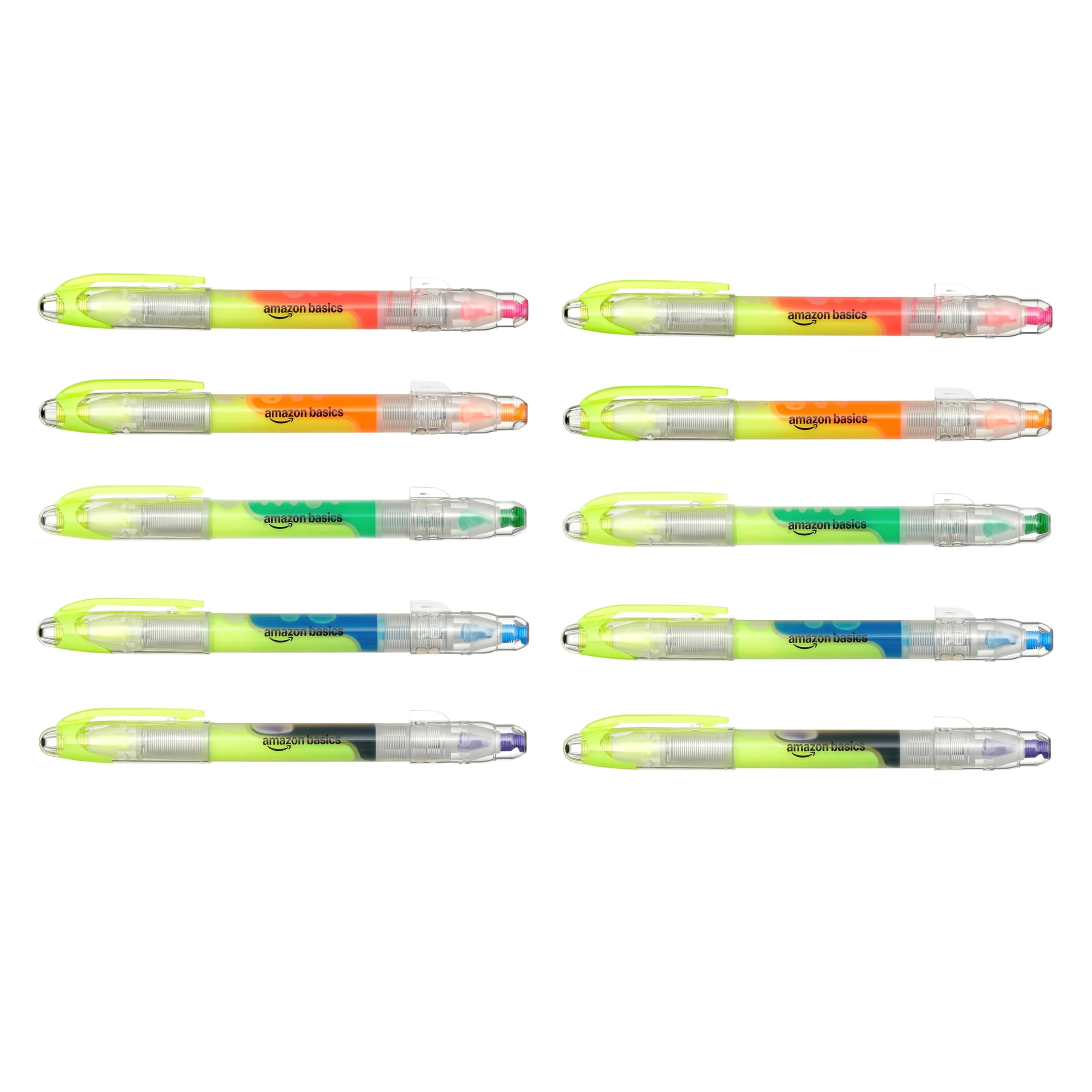 Amazon Basics Double Ended Highlighters - Chisel Tip, Assorted Colors, 10-Pack