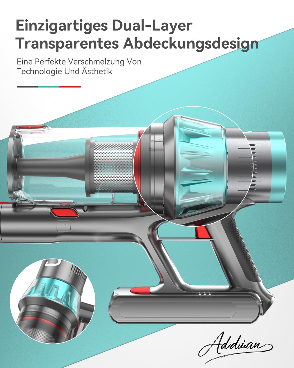 Akku-Staubsauger YU7 580W, 47000Pa, kabellos, bis zu 70 Min Laufzeit, Akkustaubsauger mit Touchscreen