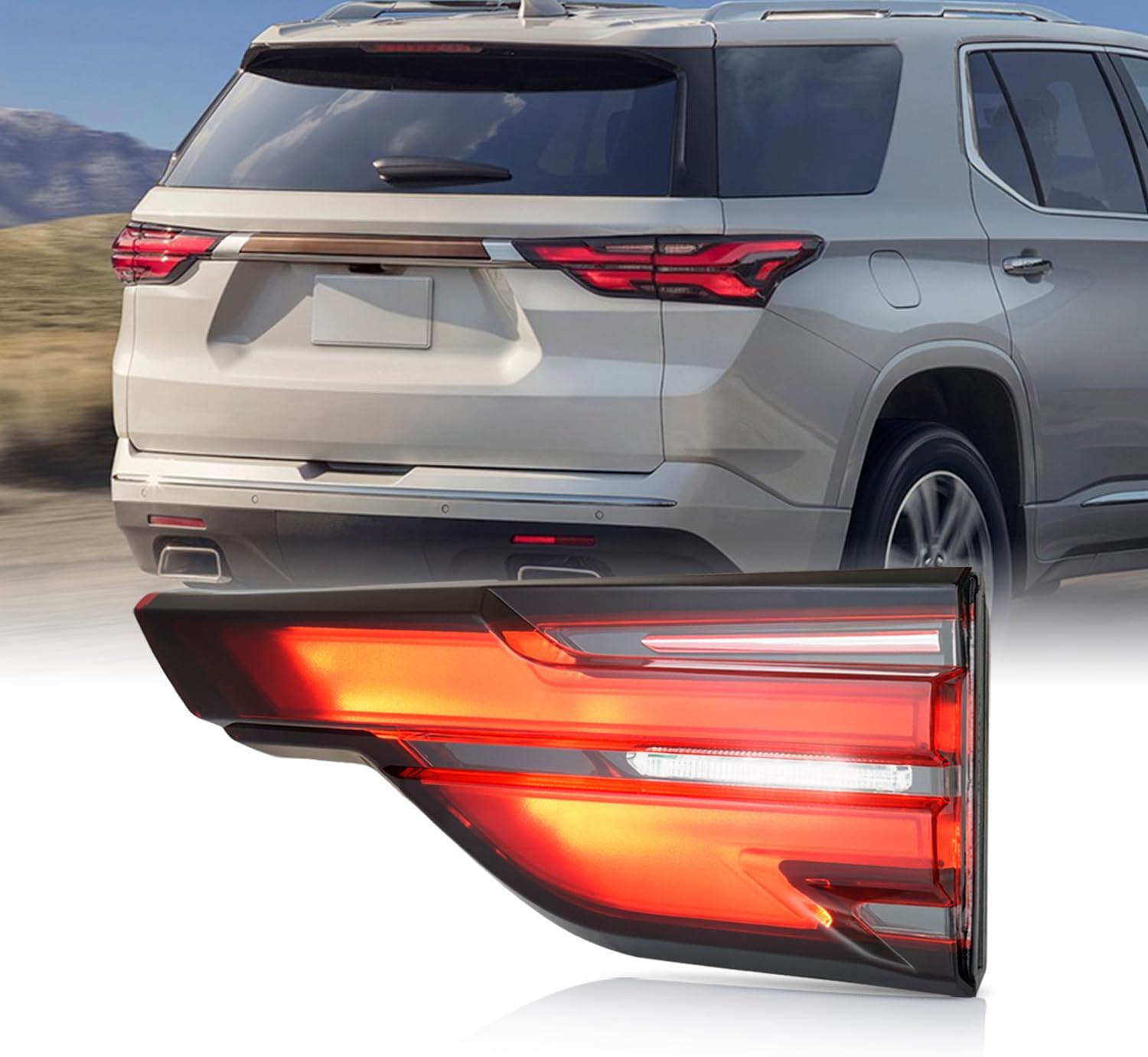 AKKON - Fits 2022-2024 Chevy Traverse Full LED Black Red Tail Light Inner Passenger Right Side Replacement