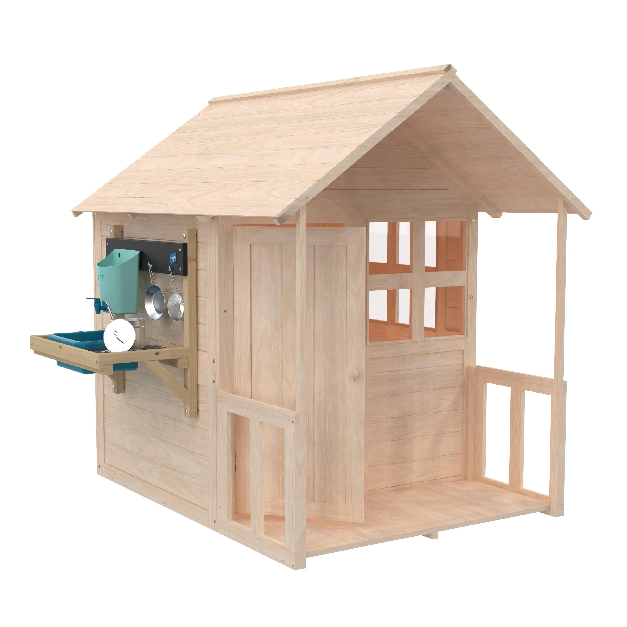 TP Buttercup Cottage Maison de Jeu en Bois, véranda et Cuisine, Bois certifié FSC, Design Personnalisable, fenêtres en plexiglas, Divertissement en Plein air pour Enfants, à partir de 2 Ans