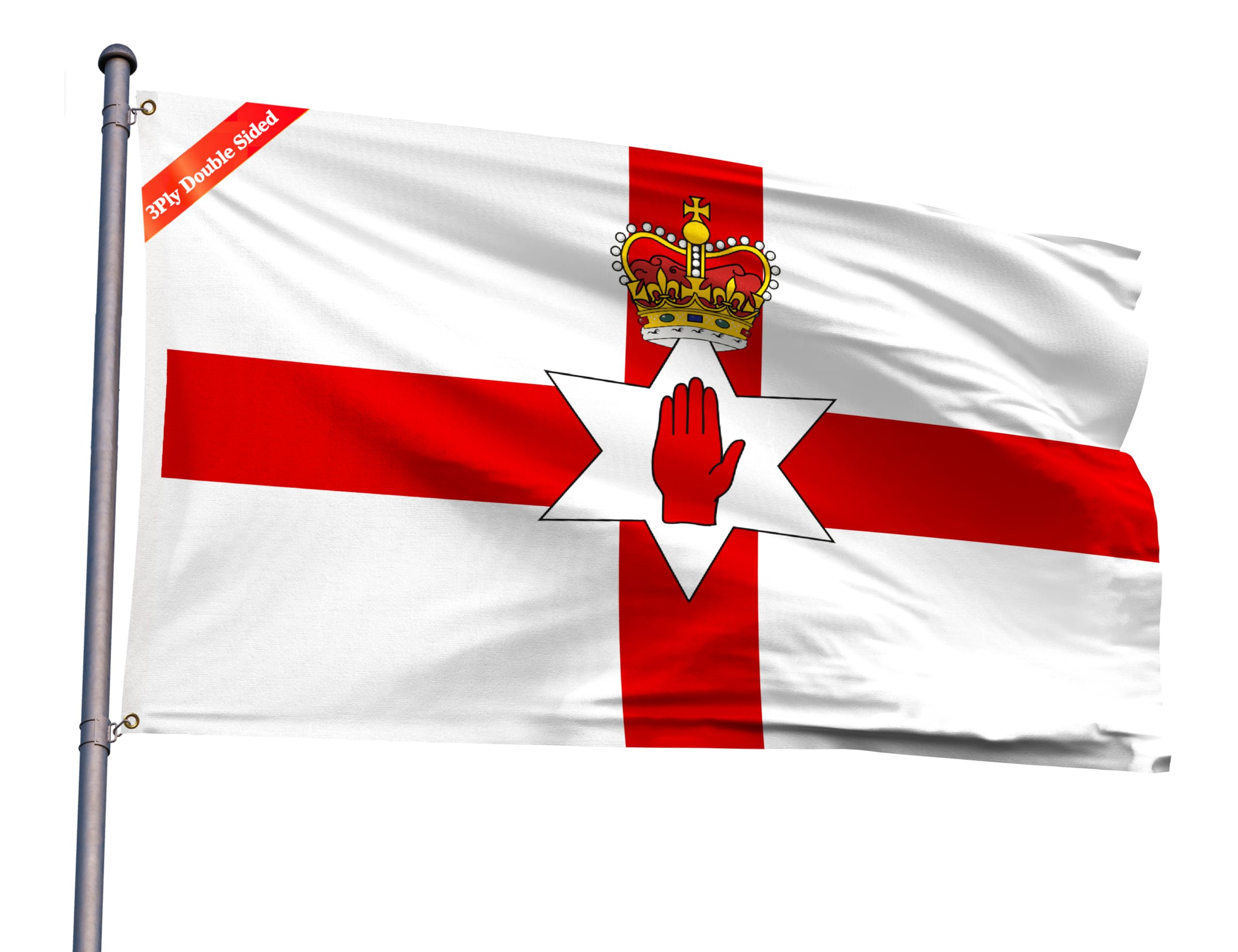Double Sided Northern Ireland Flag 3x5FT Northern Ireland National Polyester Flag With 2 Grommets For Patriotic Northern Ireland Themed Festival Events Party Decoration (Northern Ireland, 3x5FT-3ply)