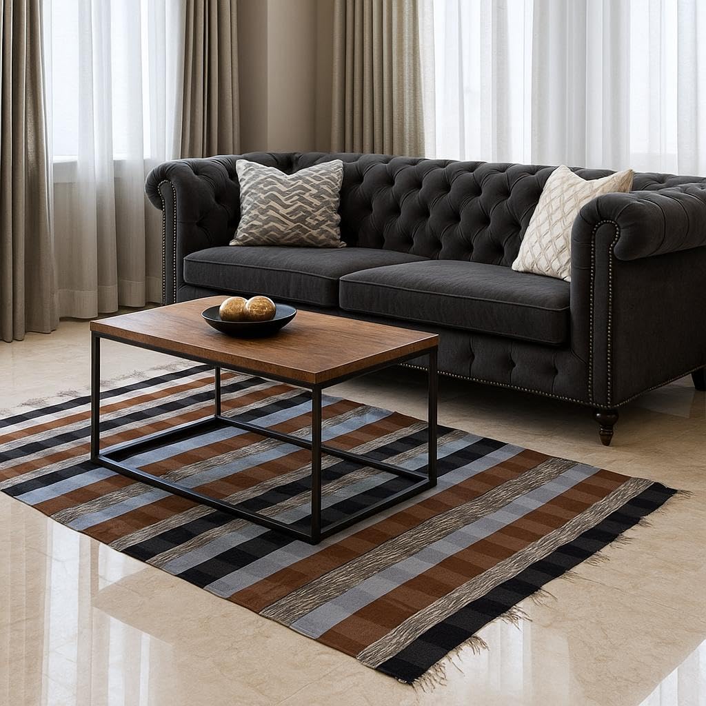 Best Stor Cotton Floor Mat, Multicolour Striped Dari for Bedroom, Living Room, Kids Room & Home Decor (1, Multi, 3.5x6)-image-4