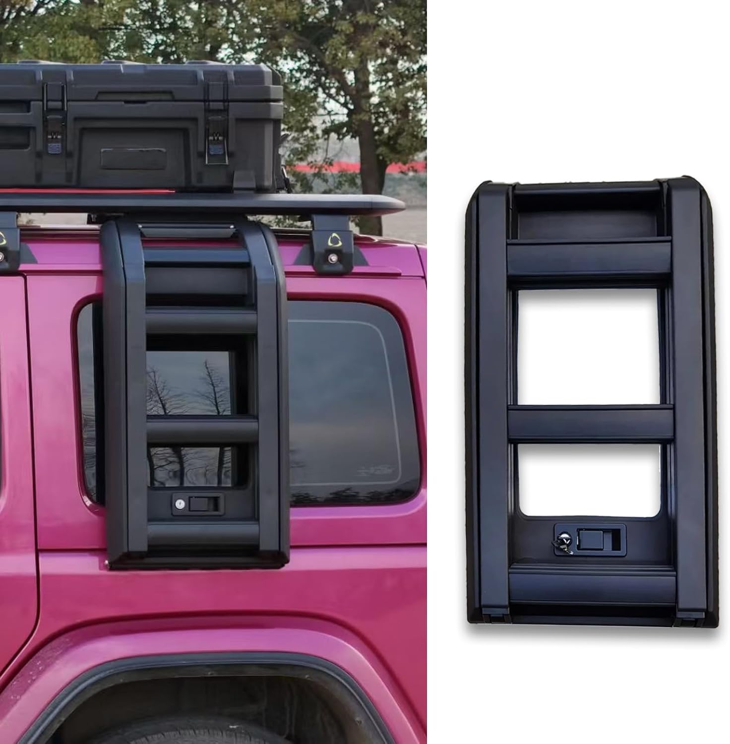 Foldable Liftable Ladder Protective Frame Fit for Jeep Wrangler JL/JLU 2018-2025 Luggage Ladder Rack Side Access Ladder Roof Rack Side Window (Ladder)