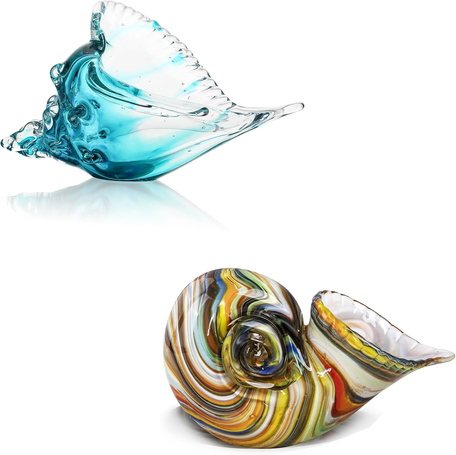 QFkris Blown Glass Conch Figurines Bundle