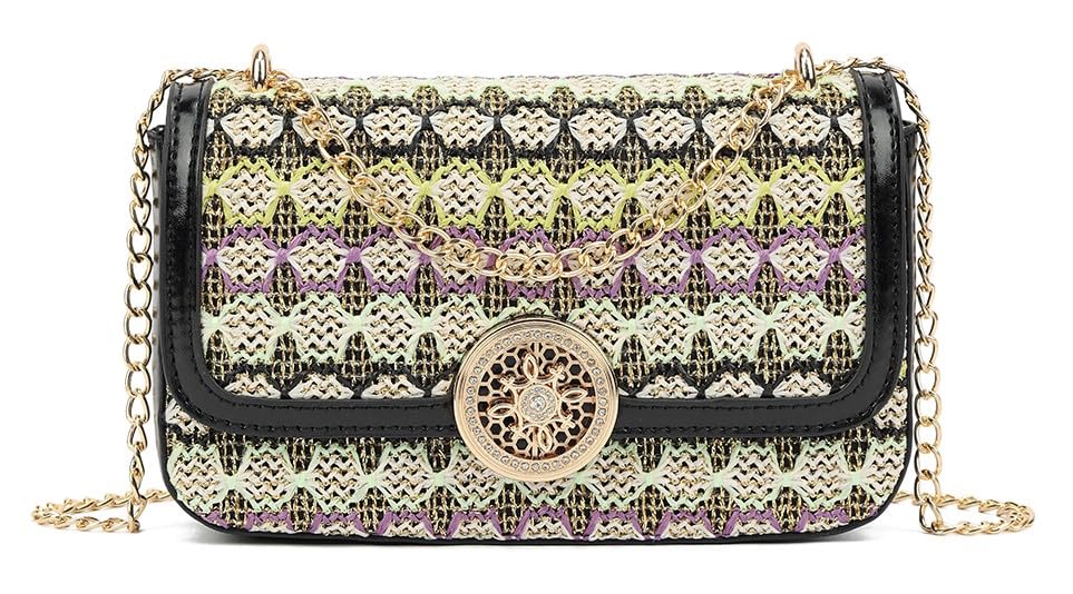 Pochette tissée de créateur sac avec médaillon doré pour femme