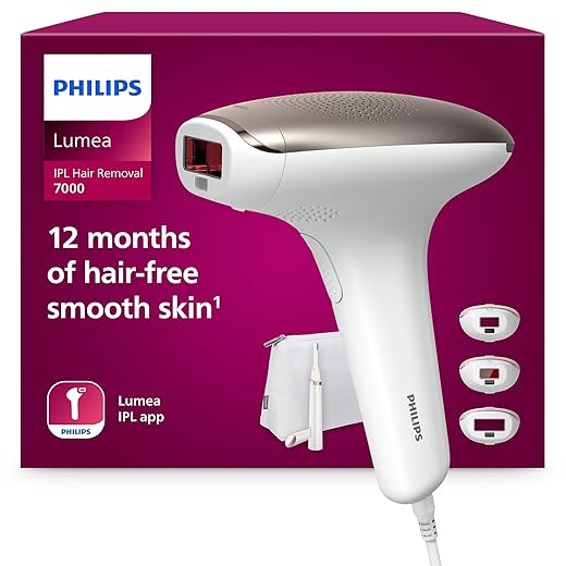 Philips Lumea 7000 Series Laser Hair Removal Alternative Pulsed Light Hair Removal with Satin Compact Pen Trimmer 3 Tips for Body, Face and Bikini Model BRI923/00